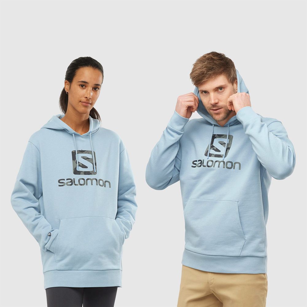 SALOMON OUTLIFE LOGO SUMMER Philippines - Men's Hoodie - Ashley Blue | 085479-NRY